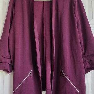 Maurices Burgundy Blazer with Zipper Accents 3x